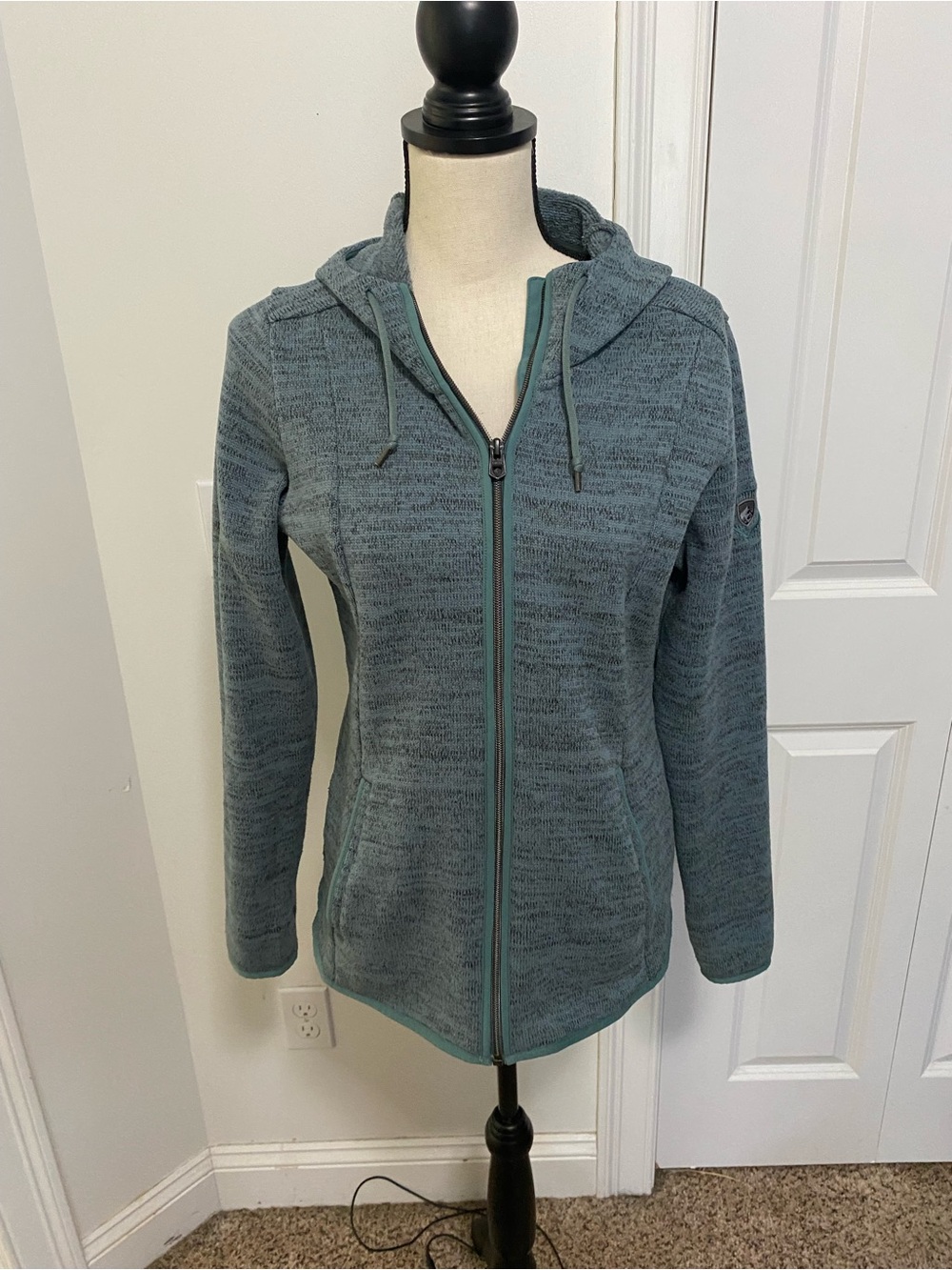 Kuhl Teal Zip-Up Hooded Fleece Jacket